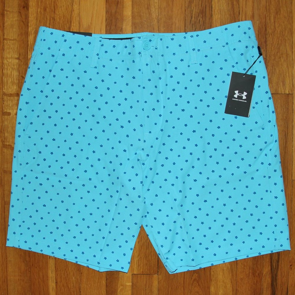 Under Armour UA Drive Printed 10" Golf Shorts Men 36 38 Blue